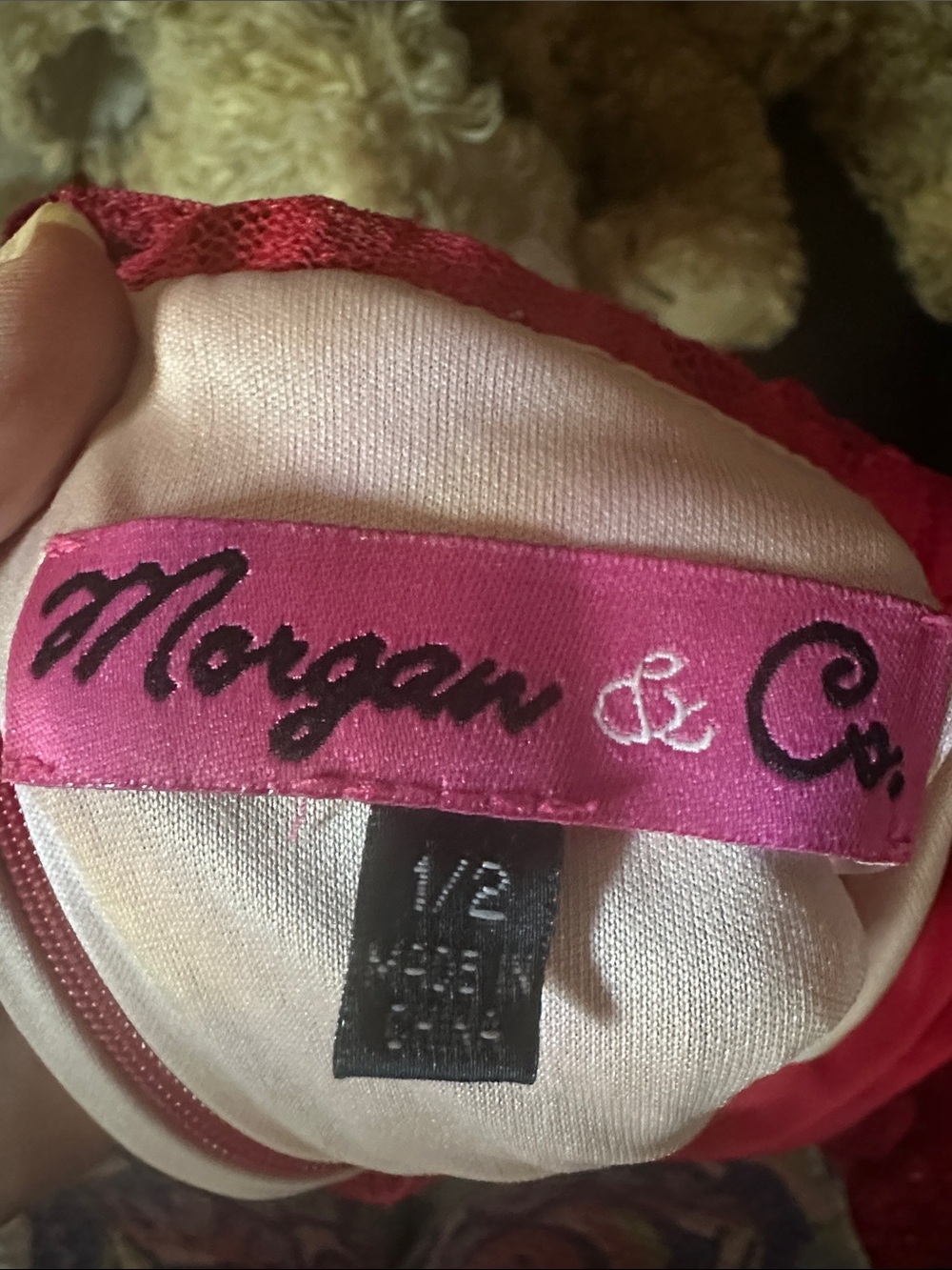 Morgan & Co. Fuchsia Lace-Trim Halter Prom Gown - Picture 6 of 6